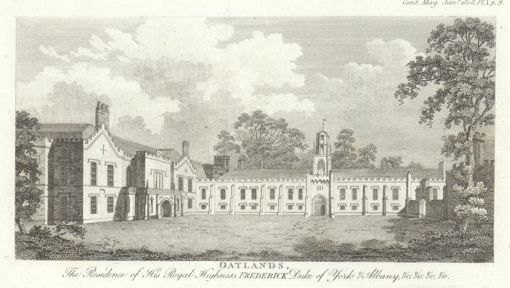 Oatlands Palace, Weybridge, Surrey. Frederick Duke of York & Albany 1808 print